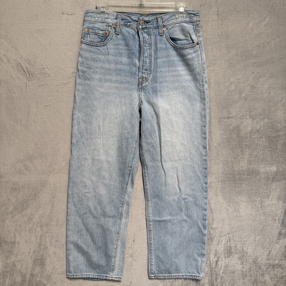 Levis Premium Ribcage Straight Ankle Jeans Womens 29 Blue High Rise Crop Denim